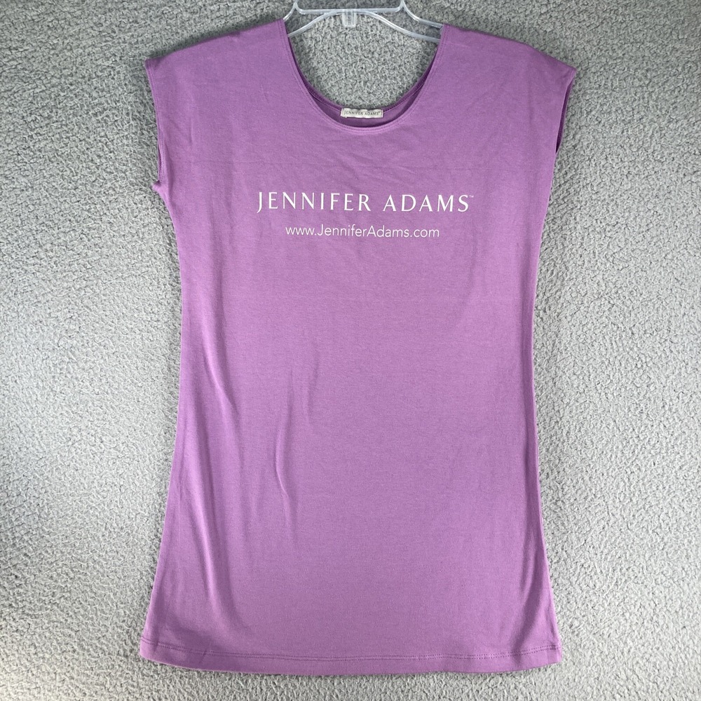 Jennifer Adams T-Shirt Womens L Purple Logo Cap Sleeve Scoop Neck Cotton Blend